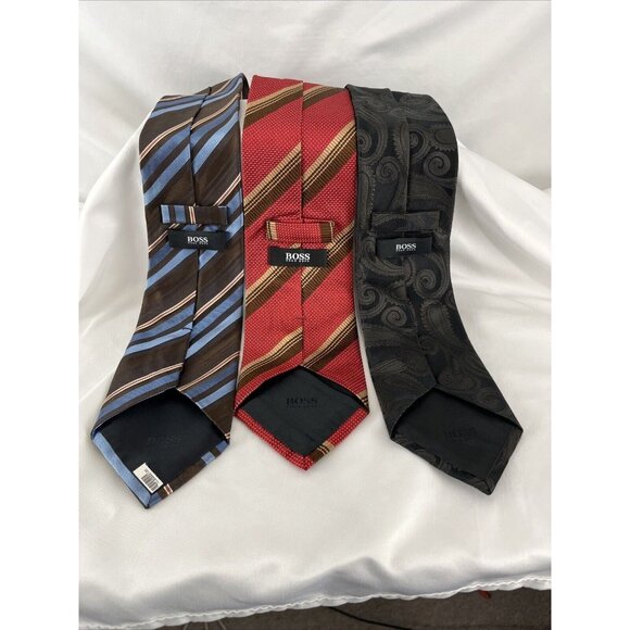 Hugo Boss (Lot Of X3) Silk Striped & Paisley Ties - Picture 3 of 8